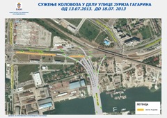 СУЖЕЊЕ КОЛОВОЗА У ДЕЛУ УЛИЦЕ ЈУРИЈА ГАГАРИНА
