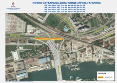 НОЋНО ЗАТВАРАЊЕ ДЕЛА УЛИЦЕ ЈУРИЈА ГАГАРИНА ОД 18.04. ДО 22.04.2013. СВАКЕ НОЋИ ОД  21:30 ДО 05:30
