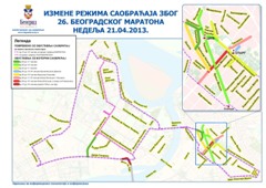 ИЗМЕНЕ У РЕЖИМУ САОБРАЋАЈА ЗБОГ ОДРЖАВАЊА 26. БЕОГРАДСКОГ МАРАТОНА НЕДЕЉА 21.04.2013 ГОДИНЕ
