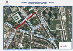 РАДОВИ У УЛИЦИ НИКОЛАЈА ОСТРОВСКОГ У ЗЕМУНУ ОД СРЕДЕ 08.05. ДО 17.05.2013